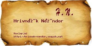 Hrivnák Nándor névjegykártya